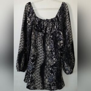 Urban Outfitters Vivienne Black Roses Mini Dress Goth Festival Witchy Date Small